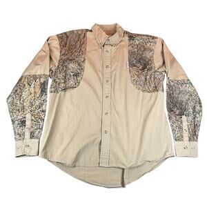 McAlister Shirt Mens Medium Tan Camo Button Up Outdoor Hunting Sporting Cotton